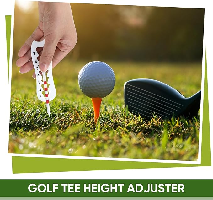 2 Pcs Golf Tee Height Adjuster Acrylic 7 Settings Adjustments Tee Height Positioner Golf Accessories Training Aid Setter for Consistent Swings for Indoor Outdoors