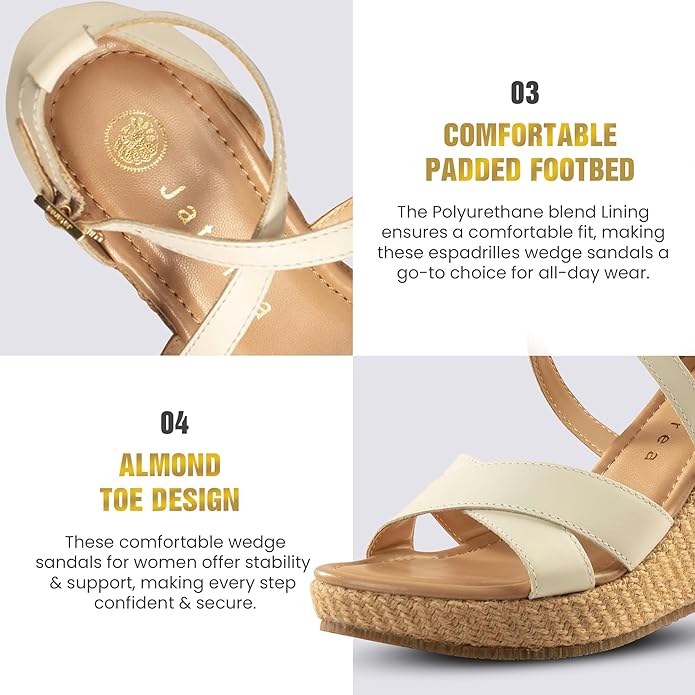 JATAREA Leather Wedge Sandals for Women | Women's Sandals Perfect for Summer