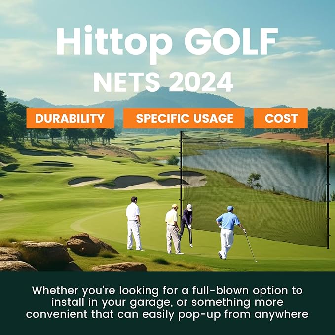 Sports Netting,Golf Practice Net Hitting Net with 33Feet Nylon Rope Also for Baseball, Hockey, Soccer, LAX and More - 10x10ft/10x15ft/10x20ft/10x25ft/10x30ft/10x40ft/10x55ft
