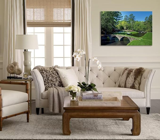 chenchenArt Augusta National Golf Course Wall Art - Augusta Golf Course 12th Hole Wall Art for Living Room Bedroom Bathroom Home Decorations Golf Art Canvas Prints Framed Ready to Hang(12''H x 16''W)