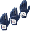 FINGER TEN All Weather Grip Golf Gloves Men Value 3 Pack for Right Handed Golfer, Hot Wet Rain Grip & Comfort Soft Glove for Premium Performance, Colors White Black Blue Sizes S M L XL