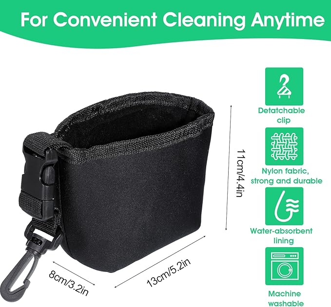 Golf Club Cleaner Bag with Clean Club Grooves, Golf Ball Cleaner Pouch with Waterproof Clean Face Tech Liner, Detachable Clip Machine Washable Golfball Washer Bags Golfball Accessories