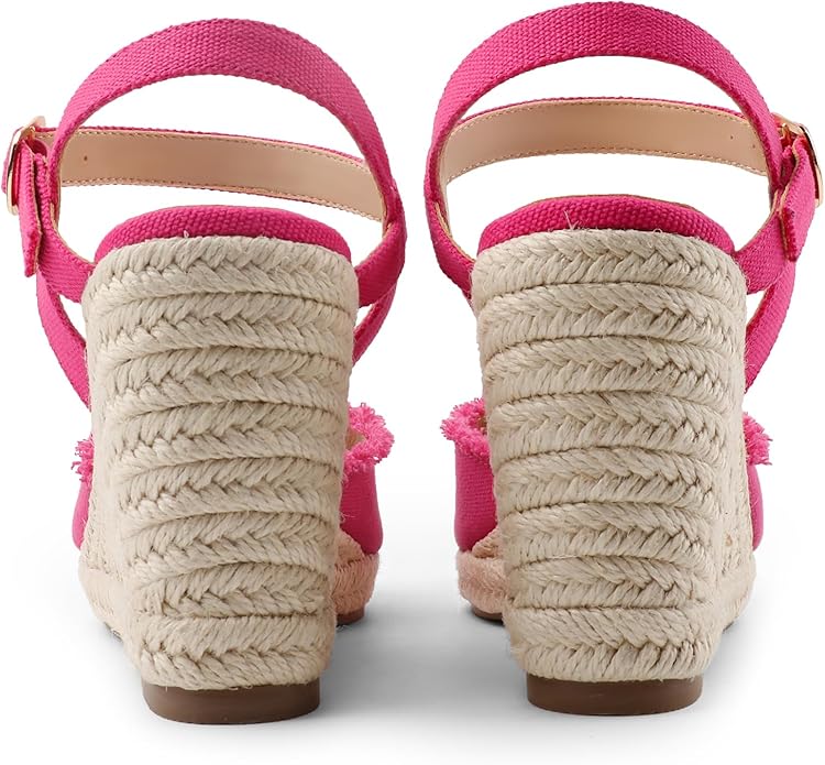 JOY IN LOVE Platform Wedge Sandals for Women 4IN Espadrille Wedge Heels Ankle Strap Sandals