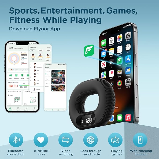Smart Grip Trainer, Supports Multiple Game Interaction and HID Mode Video Browsing,Hand Gripper for Fitness, Stress Relief and Rehabilitation Training, Hand Exerciser