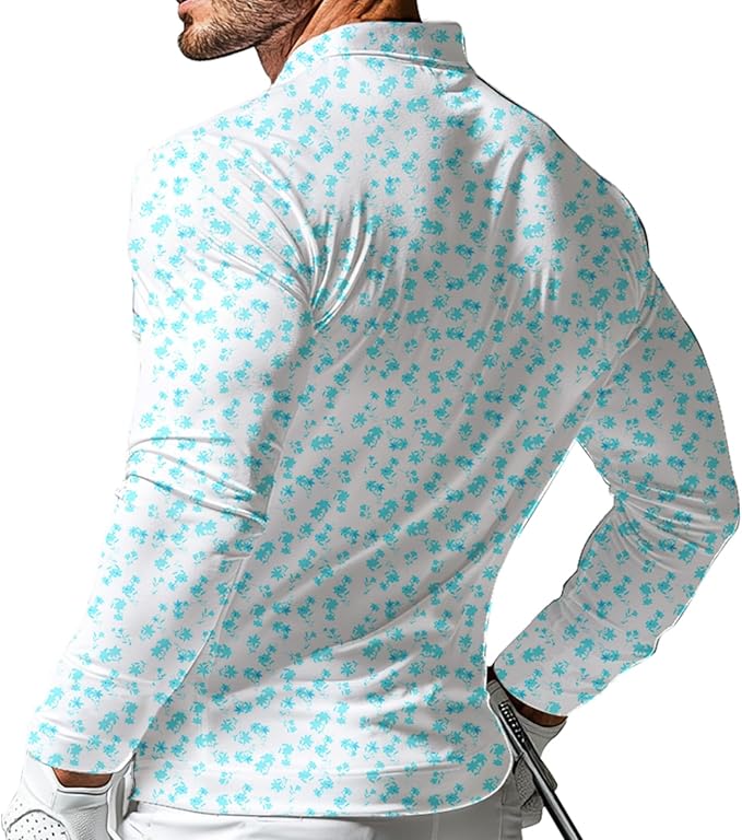 Men's Long Sleeve Golf Shirt Quick Dry 3 Button Work Fishing Outdoor Casual Collar Shirt