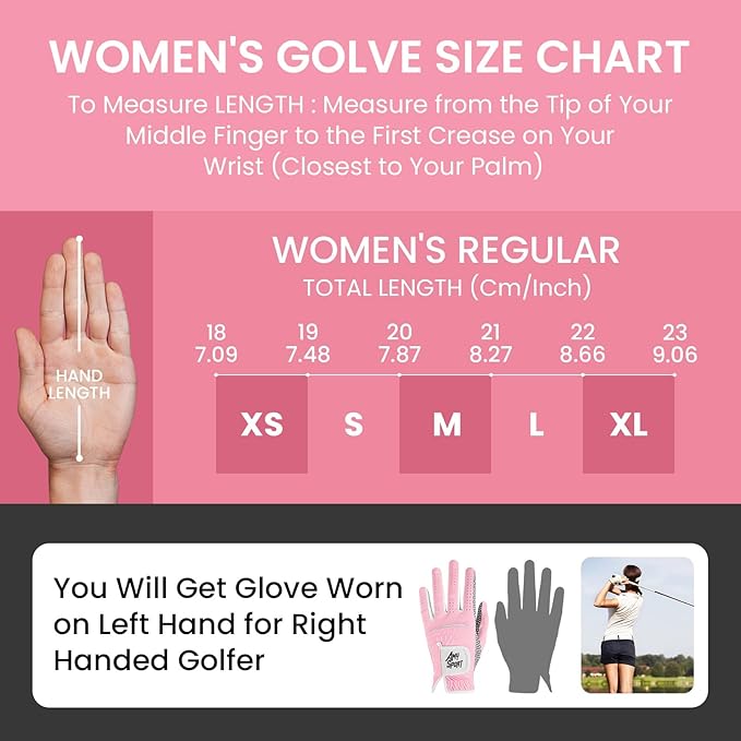 Amy Sport Golf Gloves Women's Upgrade Rain Grip Left Hand Weathersof Value 2 Pack, Right Handed Golfer Hot Wet All Weather Glove for Women Girls Ladies, Fit Size Small Medium Large