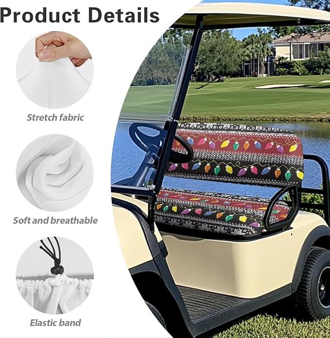 Golf Cart Seat Covers, Universal Fit & Nonskid Bottom Fits for Club Car 2 Person Seats Golf Carts
