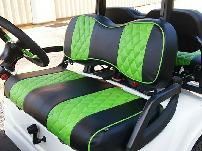 Huskey Parts Company Lime Green Diamond Golf Cart Seat Covers Compatible with Yamaha Drive G29 07-16, Drive 2, 2PC