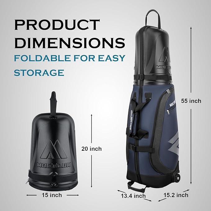 Golf Travel Bags for Airlines with Wheels & ABS Hard Case Top, Protect Your Clubs, Waterproof 1680D Oxford Fabric and Oversize Tank Wheels, Lightweight and Easy to Maneuver