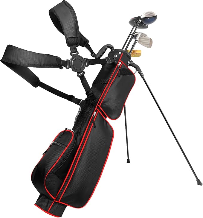 Golf Bag Lightweight Carry Bag, Dual Strap Golf Stand Bag with 6 Pockets, Lightweight Small Golf Bag for a Few Clubs and Rain Cover Hood
