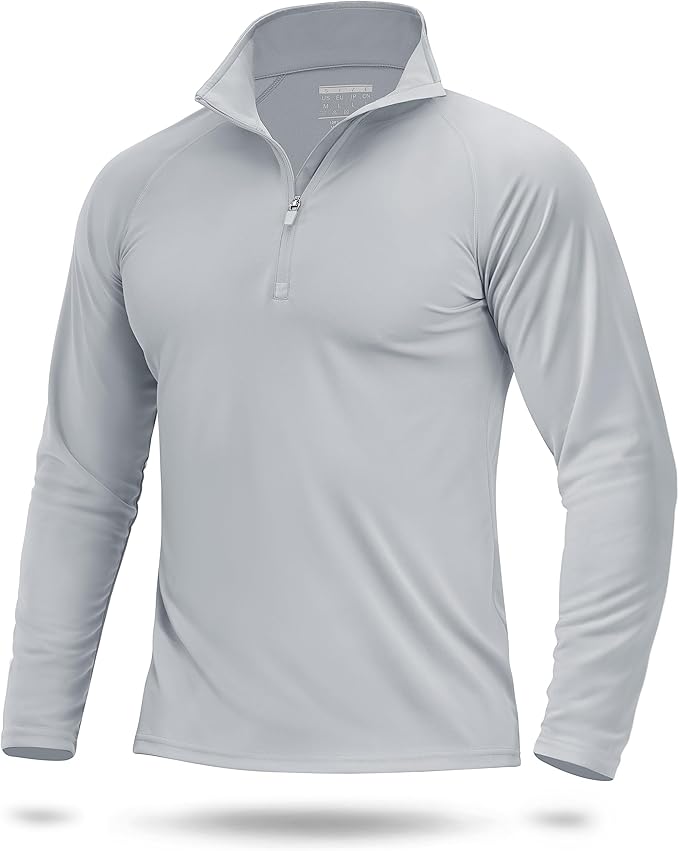 Boladeci Men's UPF 50+ Sun Shirts 1/4 Zip Long Sleeve SPF UV Protection Lightweight Quick Dry Quarter Zip Golf Shirts
