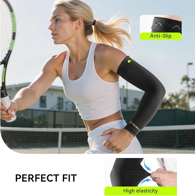 [360° Full Compression] Copper Arm Sleeves for Men & Women, [Ultra Breathable] Arm Brace for Forearm, Bicep, Triceps, Tennis Elbow, Basketball, Golf, Arthritis, Tendonitis, Bursitis