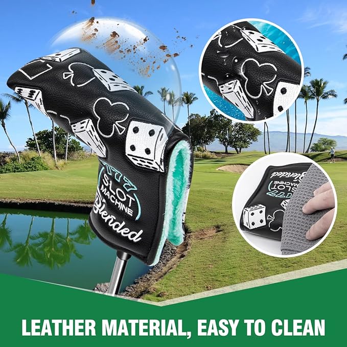 Golf Club Covers Lucky 777 Blade Putter Headcover Golf Driver Covers Fairway Wood Headcover Hybrid Head Cover Blade Putter Cover Leather 3 Wood Headcovers Golf Headcovers for All Brand