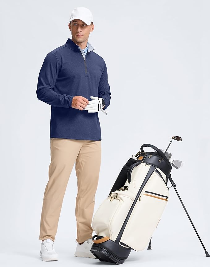 Obla Golf Quarter Zip Pullover Men Fleece Mock Neck Sweatshirt Winter Warm 1/4 Zip Long Sleeve Golf Shirt