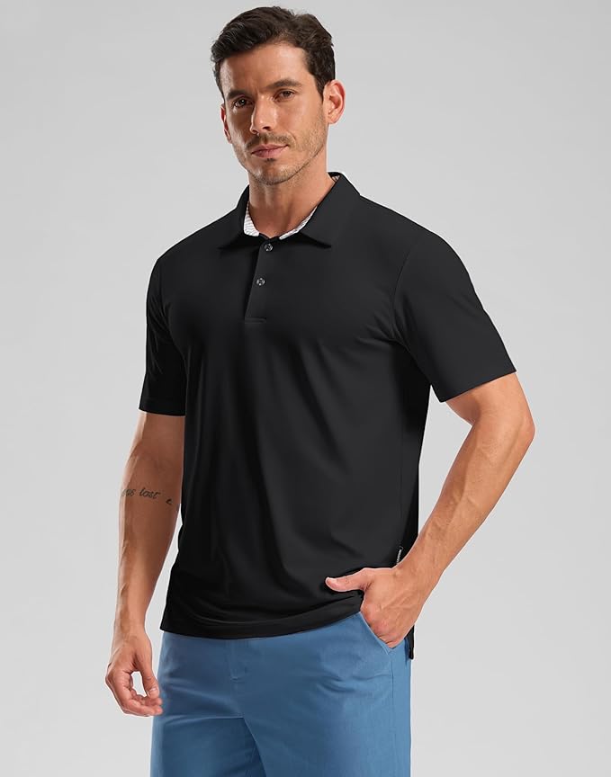 Golf Shirts Heather Polo Short Sleeve Dry Fit Lightweight Moisture Wicking Collared Shirts Casual Athletic Business