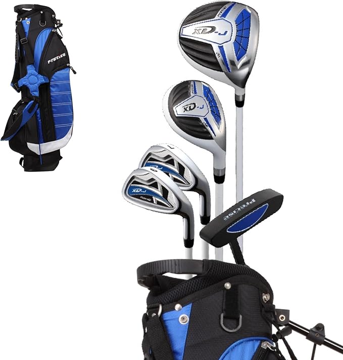 Precise XD-J Kids Golf Clubs Set – Boys’ & Girls’ Junior Golf Set with Lightweight Graphite Shafts, Hybrid, Putter & Stand Bag