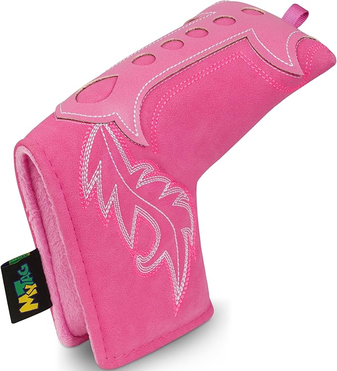 mytag Pink Golf Club Head Covers, Western Cowboy Retro Golf Headcovers with Patch & Embroidery Driver Fairway Wood Hybrids/Rescue Covers