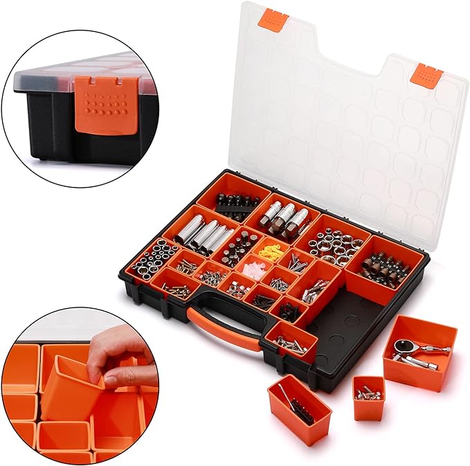 EMENTOL 3PCS Multi-Purpose Portable Organizer Box Set with 72-Removable Compartments, 3 Pieces Professional Boxes with Dimension 16.2"L*13"W*2.3"H