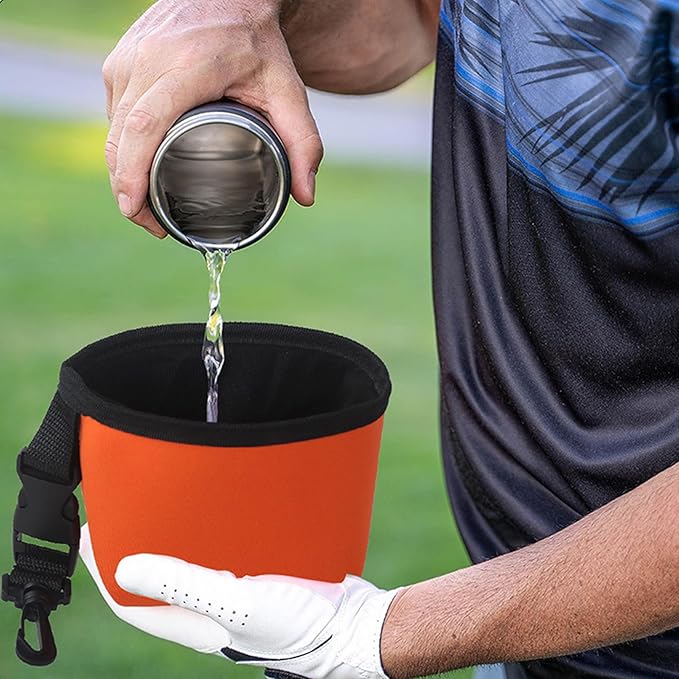 Golf Ball Cleaner Bag Club Cleaning Kit Waterproof Golf Ball Washer Pouch with Detachable Clip, Portable Club Grooves Washer Pocket for Men Women