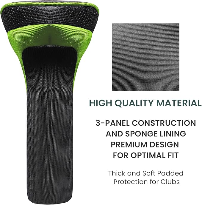 FINGER TEN Golf Club Head Covers for Woods Driver Fairway Hybrid Value 3/5 Pack, Long Headcover Interchangeable Accessories for Ultimate Club Protection