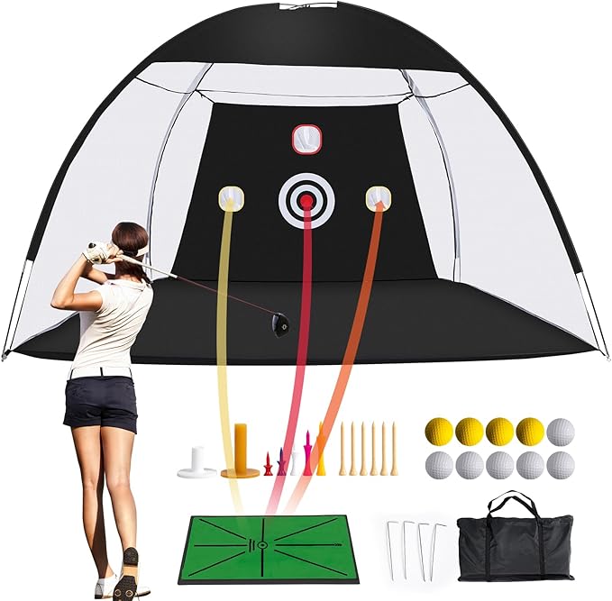 Golf Net, 10 x 7ft Backyard Practice net, Golf Hitting,Driving Net with mat for Indoor/Outdoor