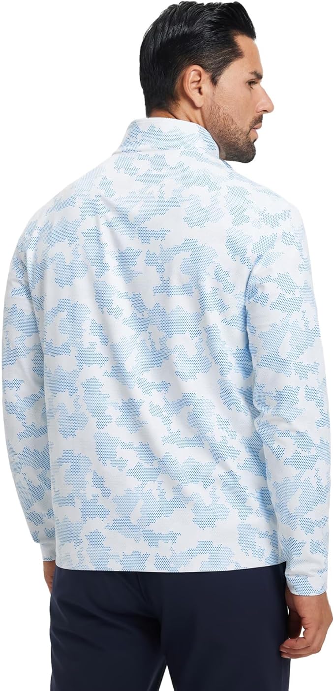 M MAELREG Quarter Zip Golf Pullover Men Dry Fit Long Sleeve Performance Wicking 1/4 Zip Full Print Pullover Mens Sweatshirt