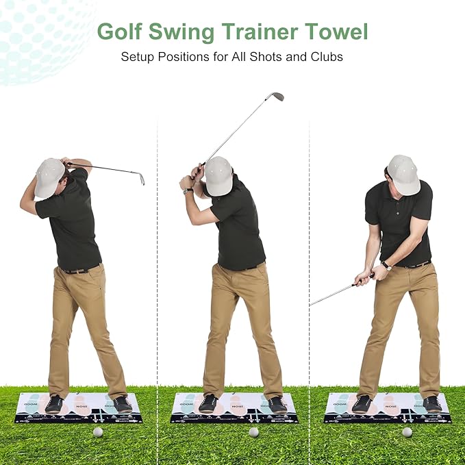 Golf Sure Stance Ball Position Trainer Towel, Microfiber Swing Trainer Towel and Golf Putter Stance Towel to Improve Your Stance - Setup Positions for All Shots and Clubs
