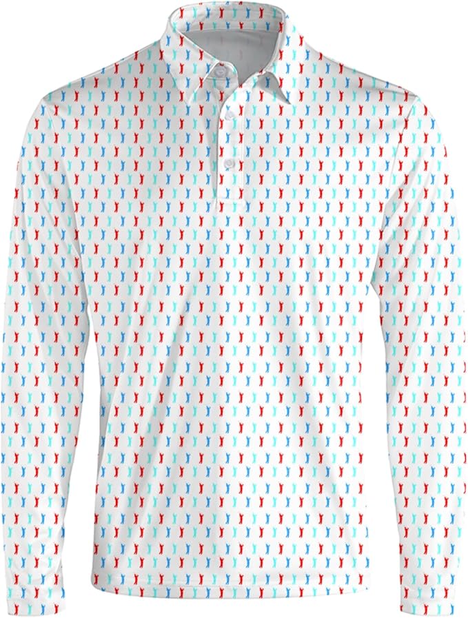 Men's Long Sleeve Golf Shirt Quick Dry 3 Button Work Fishing Outdoor Casual Collar Shirt