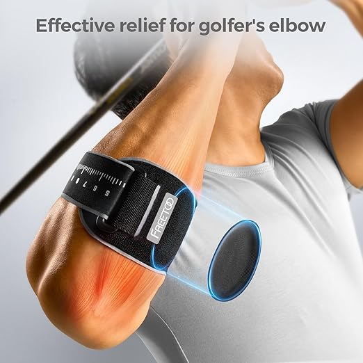 FREETOO Elbow brace for Tendonitis and Tennis Elbow for Women Men, Adjustable Golfers Elbow Brace for Men for Pain, Counterforce Brace for Epicondylitis, Tennis Elbow Strap with Gel Pad Grey L/XL