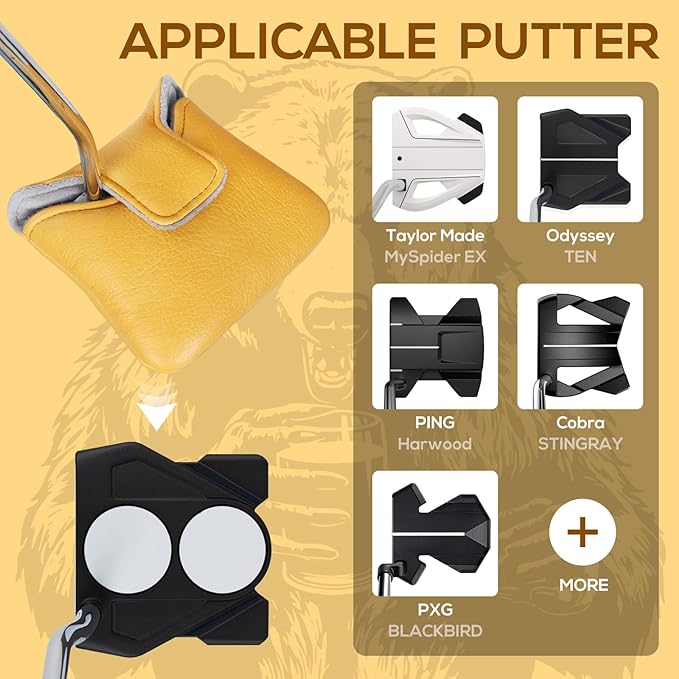 Golf Club Head Cover Golf Head Cover Driver Headcover Fairway Wood Headcover Hybrid Club Head Cover Golf Blade Mallet Putter Cover Beer Bear