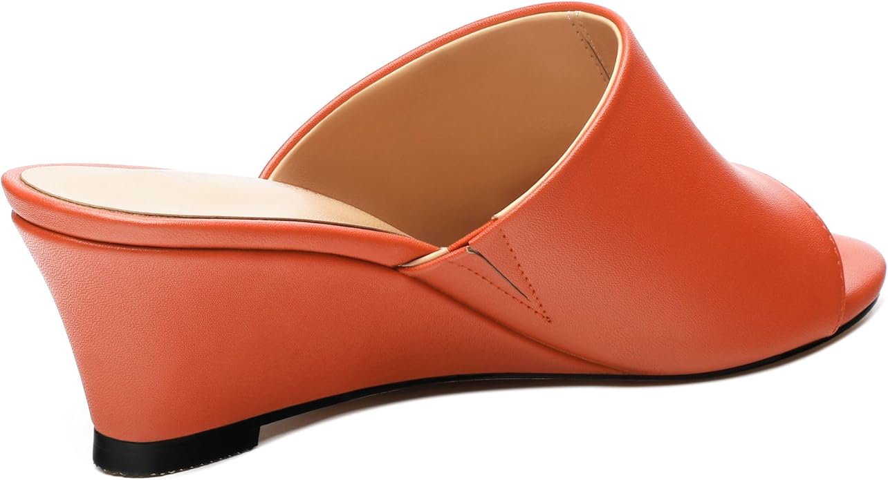 Wedge Sandals for Women Open Toe Wedge Heels Womens Matte High Heel Sandal Round Toe Heeled Wedge Sandals Slip on Casual shoes 2 inch