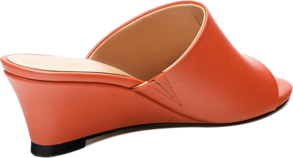 Wedge Sandals for Women Open Toe Wedge Heels Womens Matte High Heel Sandal Round Toe Heeled Wedge Sandals Slip on Casual shoes 2 inch