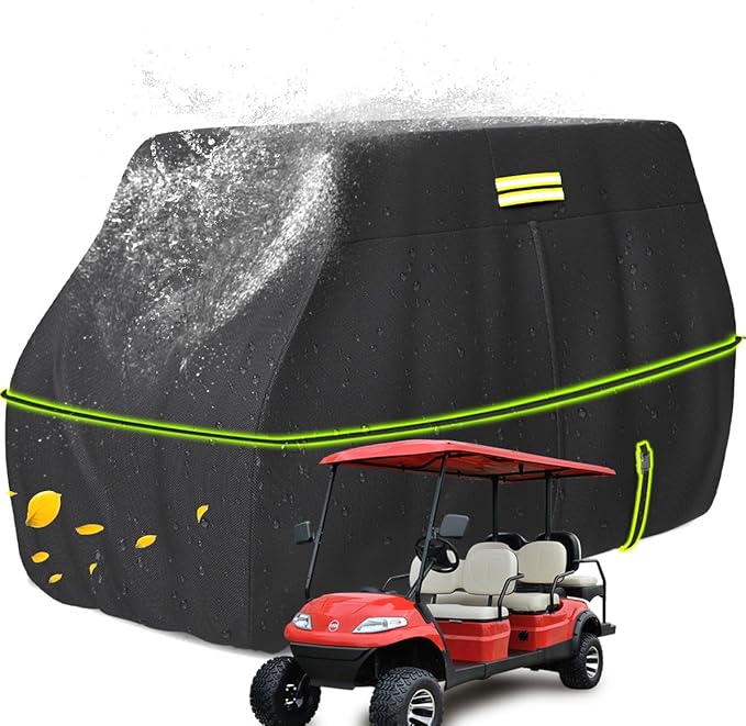 moveland 4/6 Passenger Golf Cart Cover, 100% 600D Waterproof, Universal Fits Most 4/6 Passenger EZGO, Club Car, Yamaha Golf Carts