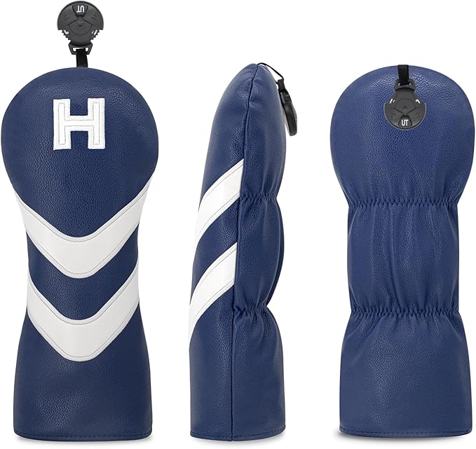 Golf Head Cover Golf Club Blue Leather Headcovers Set Fits Driver Fairway Wood Hybrid Utility Putter Iron Wedge Headcover.