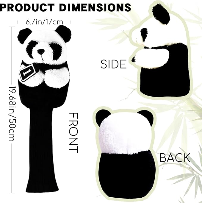 Panda Golf Driver Head Cover - Funny Golf Head Covers for Men & Women, Plush Driver Headcover Fits Most Clubs - Cute Animal Golf Head Covers Protector, for Golfers