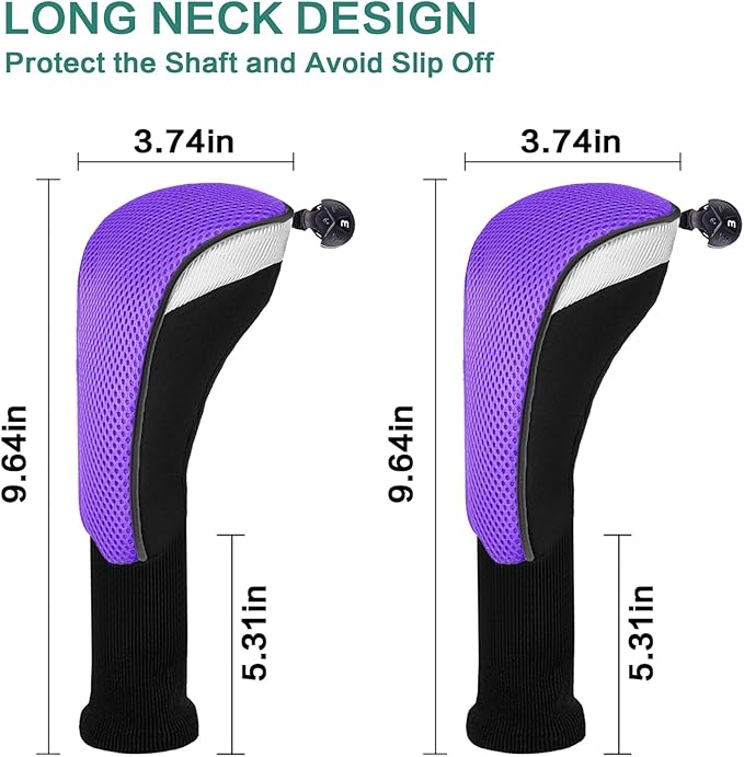 Golf Club Head Covers for Woods and Driver Hybrids Fairway Value Pack Protective Clubs Headcovers with Interchangeable No.Tags 1 3 5
