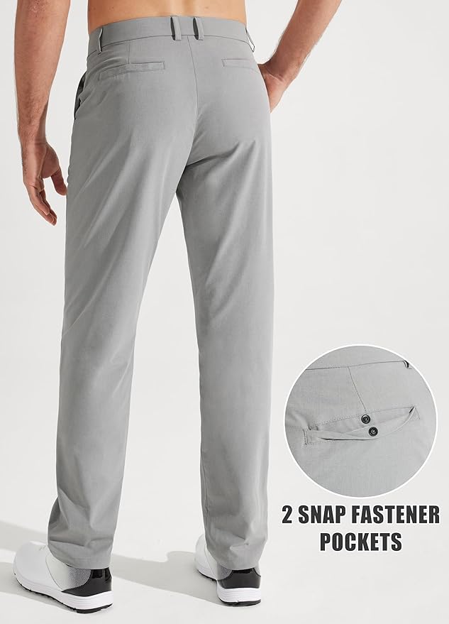Libin Mens Golf Pants Stretch Work Dress Pants 30"/32"/34" Quick Dry Lightweight Casual Comfy Trousers with Pockets