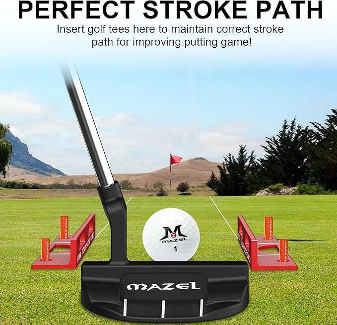 MAZEL Golf Alignment Putting Training Aids - Golf Putting Path Tool for Consistency & Accuracy - Include Putting Gates,Ring & Golf Tees