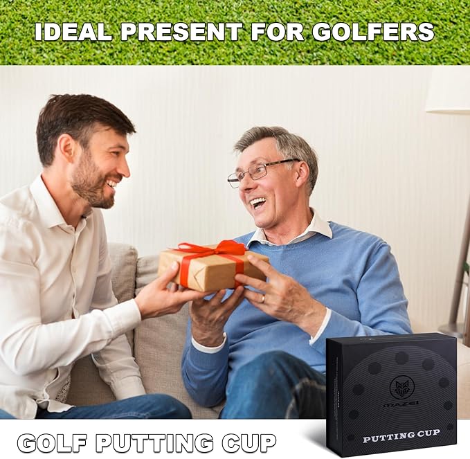 MAZEL Golf Putting Cup Hole Accuracy Trainer - Anodized Milled Aluminum Alloy Putting Training Aid for Indoor Outdoor Practice, with Carry Bag