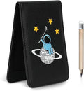 2thpart Astronaut Embroidery Golf Scorecard Holder & Yardage Book Cover, Pencil Included, Black, 7.1" x 4.4"