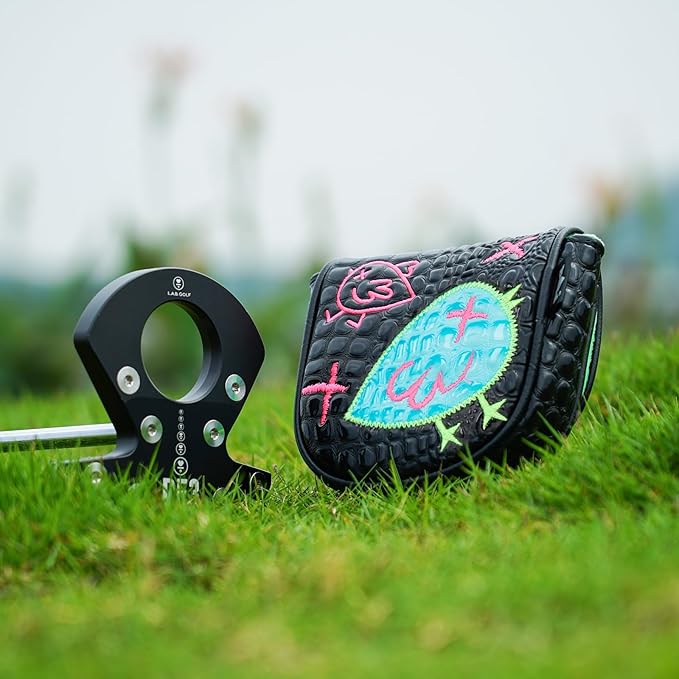 Craftsman Golf DF3 Putter Cover Golf Headcover Center Shaft Birdie Design OZ1 Headcover Mallet Putter Cover with Magnetic Closure for Driver Mid Mallet Putter Heel Shafted