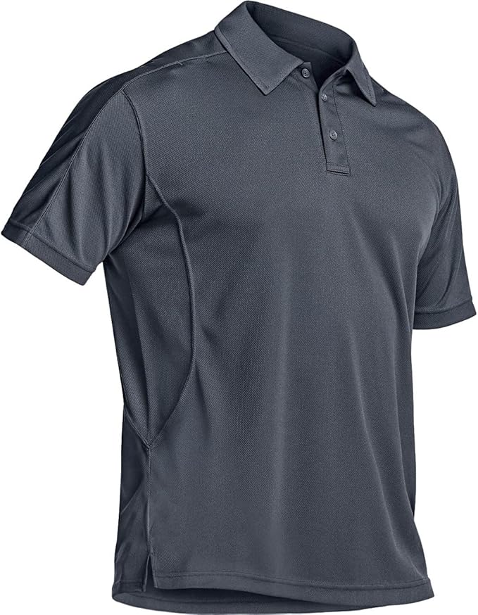 CQR Men's Polo Shirts, Tactical Short Sleeve Golf Performance Shirts, Lightweight Dry Fit UPF 50+ Pique