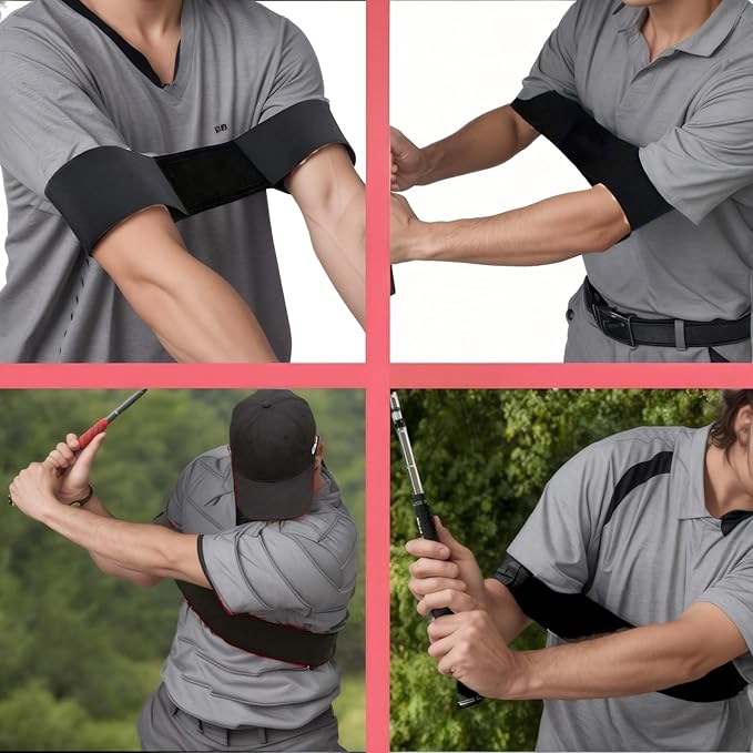 Golf Grip Trainer with Swing Correction Strap, 2-in-1 Training Aid for Arms Synchronization & Muscle Memory, Golf Practice Tool for Posture and Grip Alignment for Men & Women