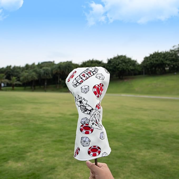 Golf Club Headcover for Driver Covers, Fairway Wood Covers, Hybrid Covers Pocker Style Premium Leather 3 Wood Headcover Set with Interchangeable No. Tags