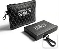 Premium Leather Golf/Travel Valuables Pouch – Luxury Zippered Utility Bag I Diamond Stitching I 360° Swivel Clip I Soft Interior for Golf Accessories & Travel Essentials (Black)