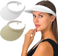 2 Pack Visor Women Men Sun Hat Clip On Visors Adjustable Sport Wide Brim Cap