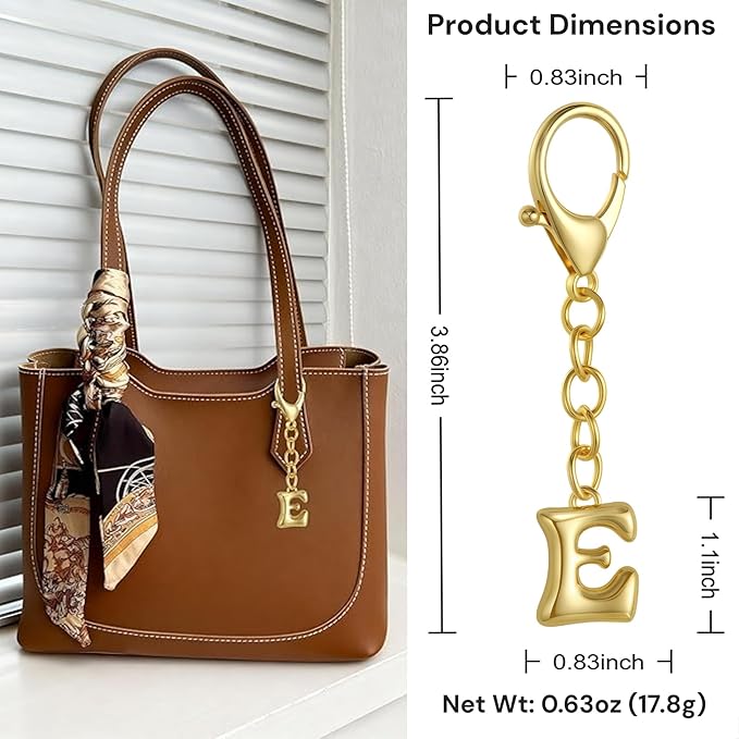 Bubble Gold Letter Bag Charms for Women, Cute Initial Keychain for Handbags, Purse Charms Birthday Christmas Gifts