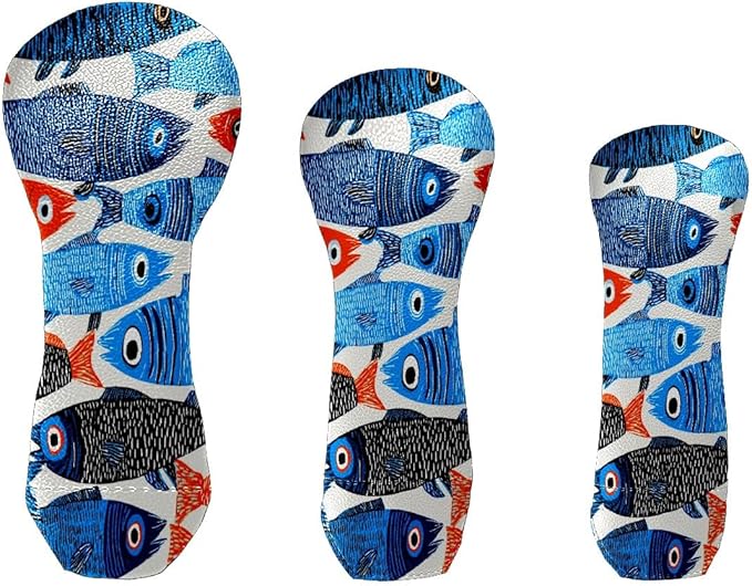 Funny Butterfly Colorful Golf Head Covers for Driver, Fairway, Hybrid & 3 Wood Premium PU Leather with Soft Velvet Lining Waterproof & Scratch-Resistant Unique Golf Gift for Men & Women