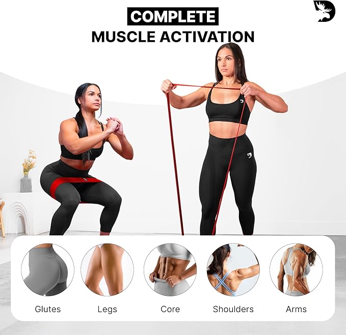 DMoose Fitness Fabric Resistance Bands for Full Body Exercises - Non-Slip Thick Cloth Stretch Band for Squats, Lunges & Bicep Curls - Long Resistance Bands for Working Out - Booty Band for Men & Women