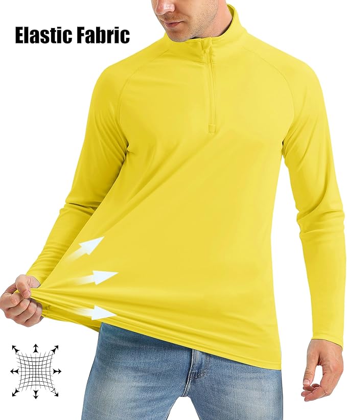 MAGCOMSEN Men's Long Sleeve Sun Shirts UPF 50+ Tees 1/4 Zip Up Fishing Running Rash Guard T-Shirts Outdoor Shirt